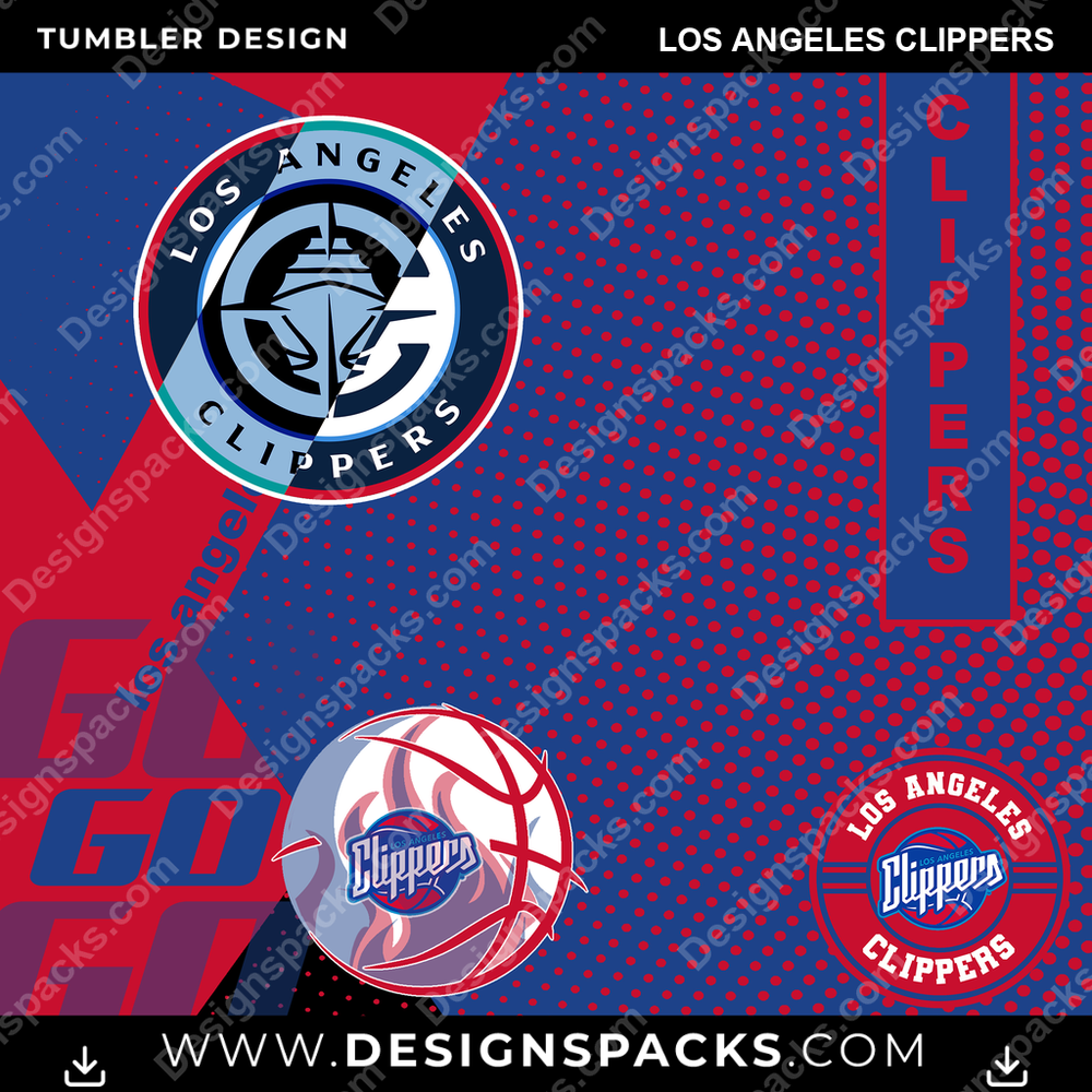 Basketball GO Los Angeles Clippers NBA Basketball Tumbler Digital Wrap Design Download