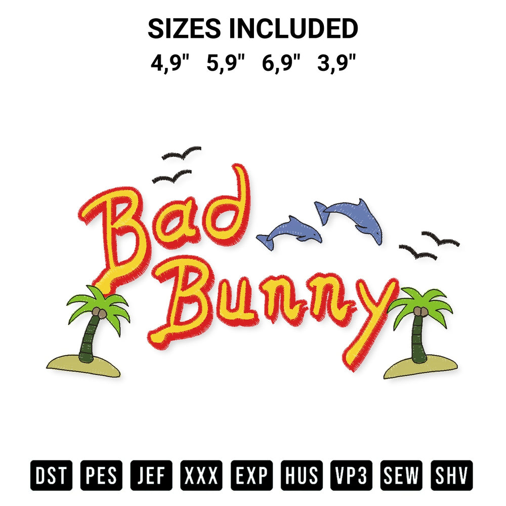 Elevate your next project with our Bad Bunny Worlds Hottest Tour Logo Embroidery Design embroidery file. Shop high-quality digital patterns instantly at Designspacks.com. Available sizes: 4,9", 5,9", 6,9", 3,9".