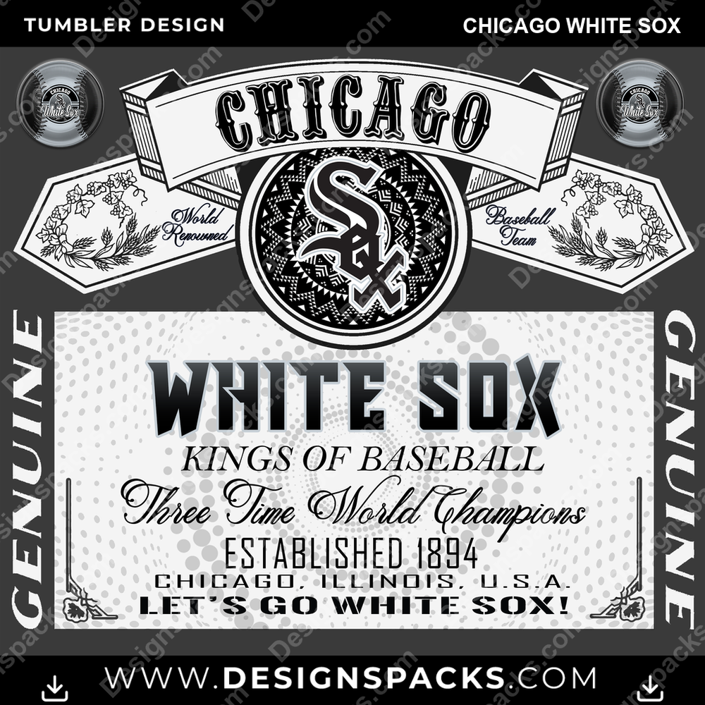 Baseball Bud Chicago White Sox Tumbler Digital Wrap Design