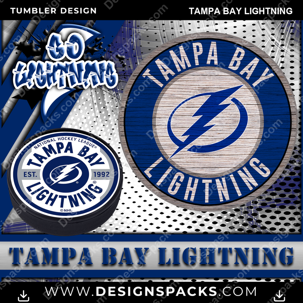 Hockey Go Team Tampa Bay Lightning NHL Hockey Tumbler Digital Wrap Design Download