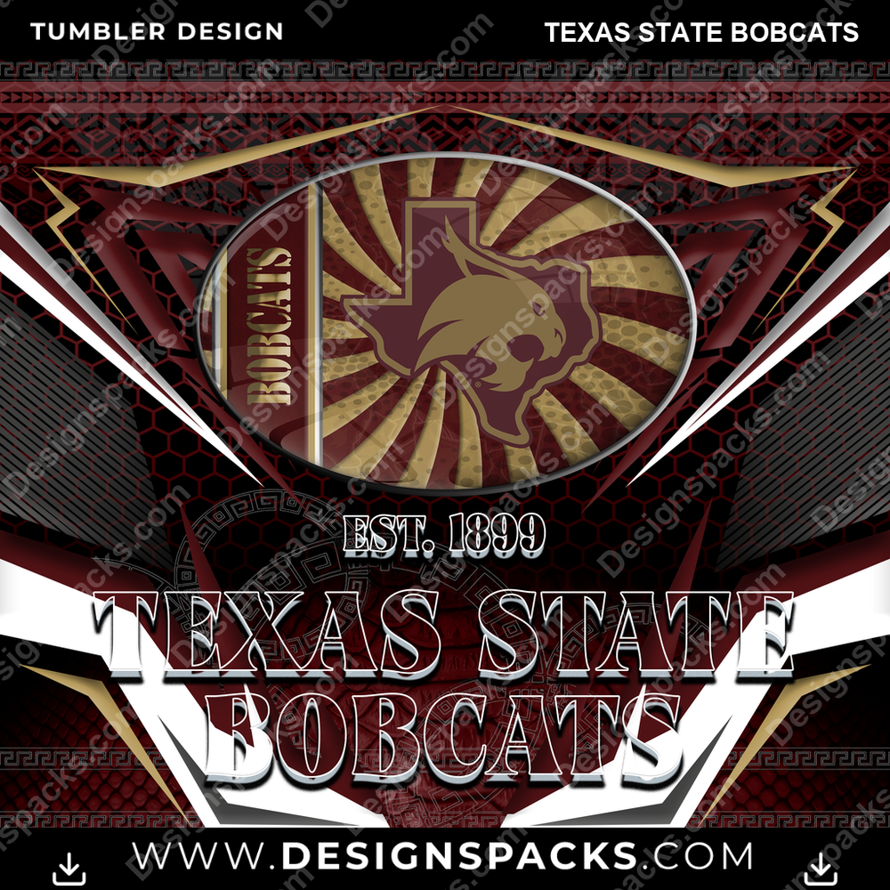 College Sport Tribal Texas State Bobcats NCAA College Sport Tumbler Digital Wrap Design Download