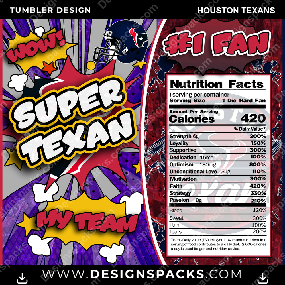 Football Super Team Houston Texans Becher Digital Wrap Design