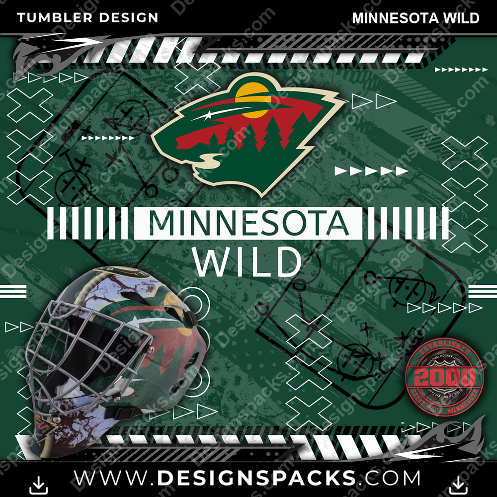 Hockey Xs & Os Minnesota Wild Tumbler Digital Wrap Design