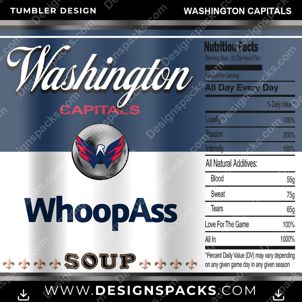 Ice Hockey Soup Can Washington Capitals Tumbler Digital Wrap Design