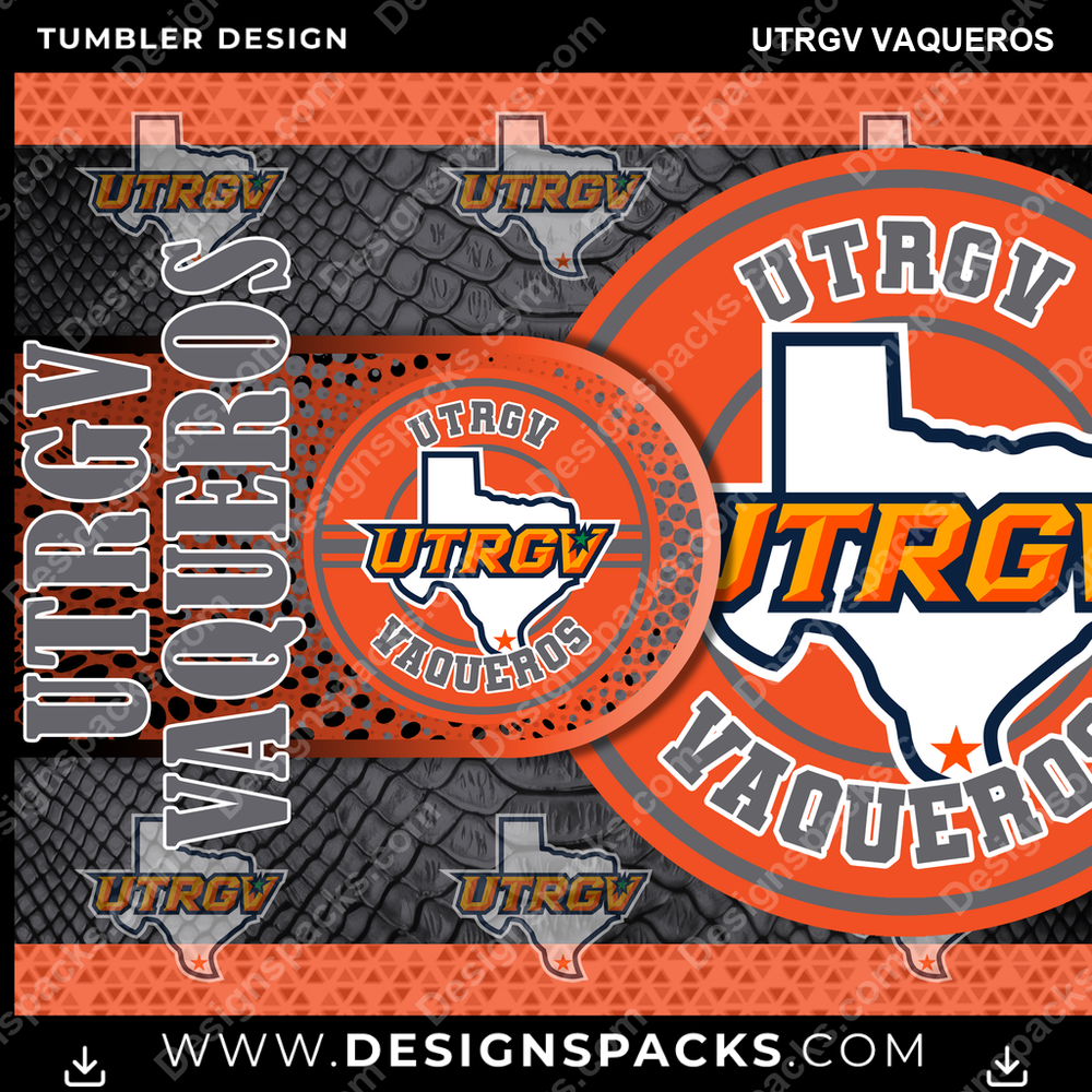 College Sport Hyper UTRGV Vaqueros Tumbler Digital Wrap Design