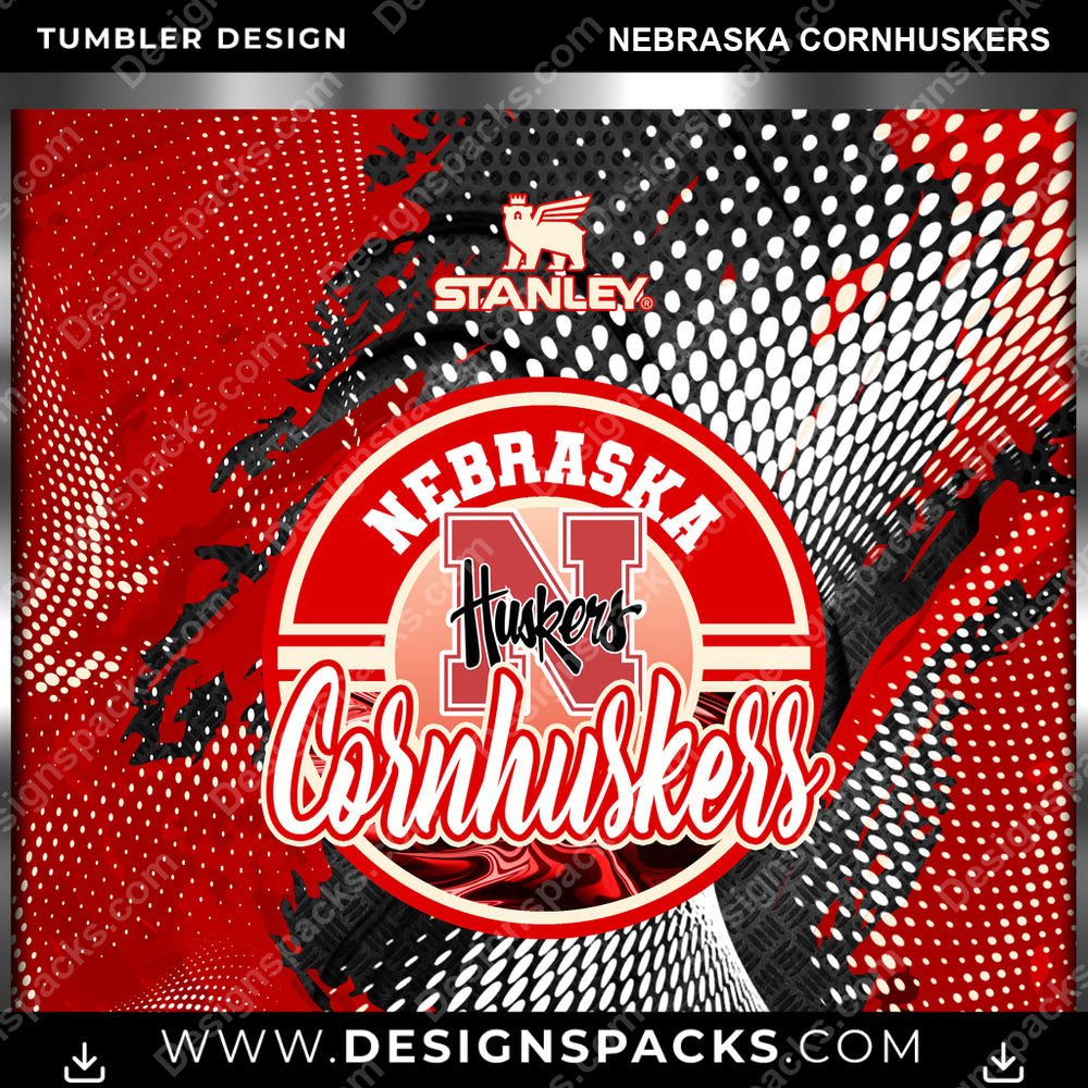 College Sport Stanley Nebraska Cornhuskers Tumbler Digital Wrap Design