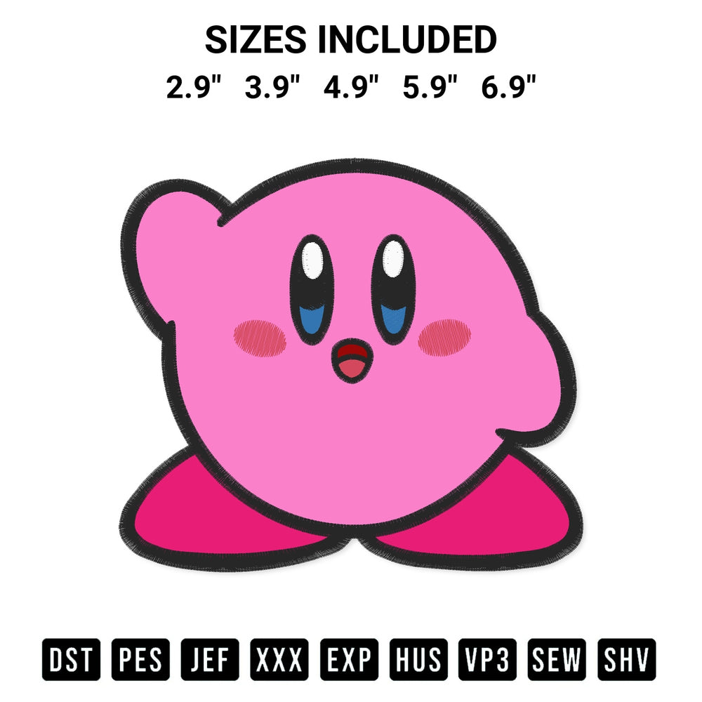 Create amazing crafts with the Kirby Embroidery Design embroidery file. High-quality digital download from Designspacks.com, perfect for beginners and pros. Available sizes: 2.9", 3.9", 4.9", 5.9", 6.9".