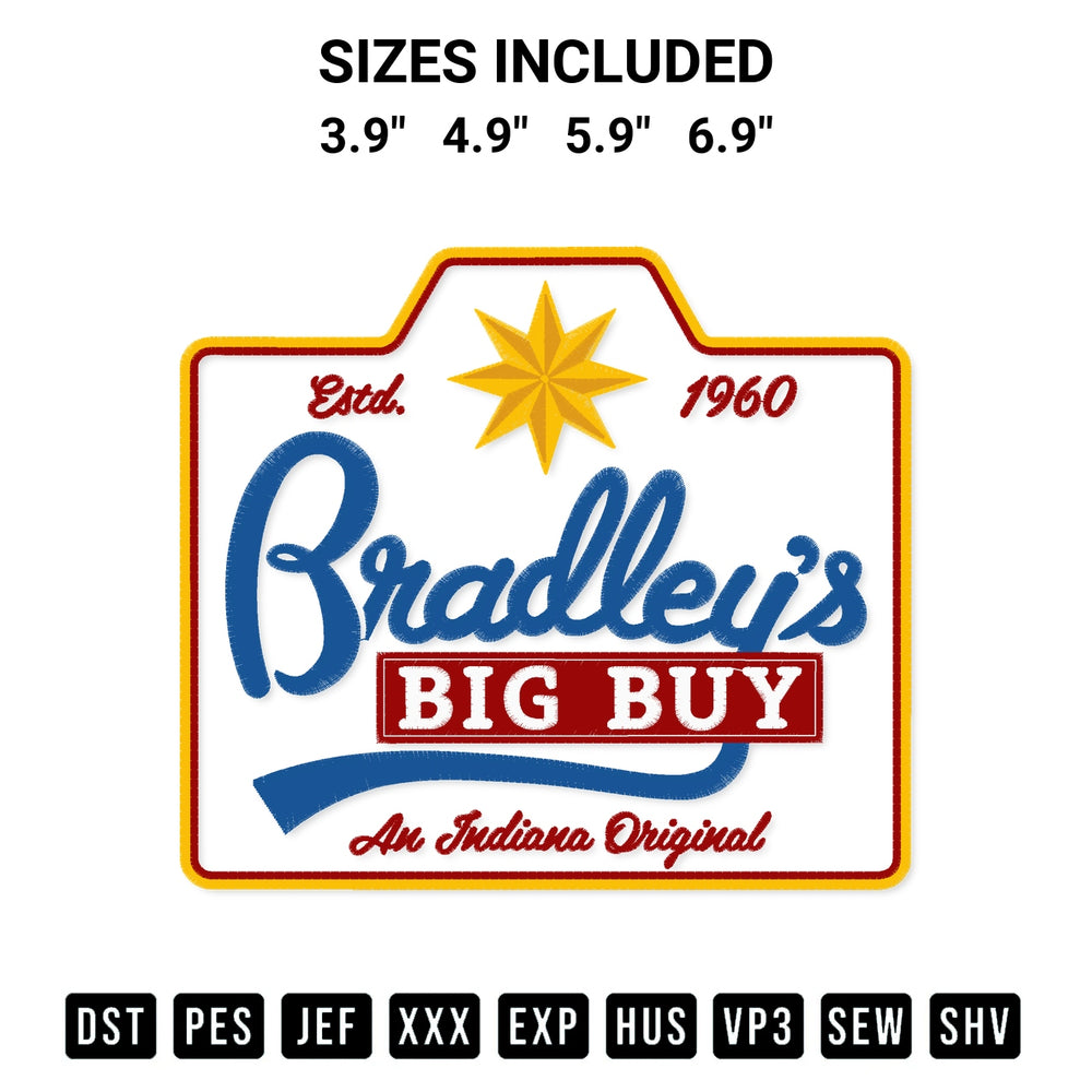 Add a unique touch to your apparel with the Stranger Things Bradleys Big Buy Embroidery Design embroidery file. Premium instant download available now on Designspacks.com. Available sizes: 3.9", 4.9", 5.9", 6.9".