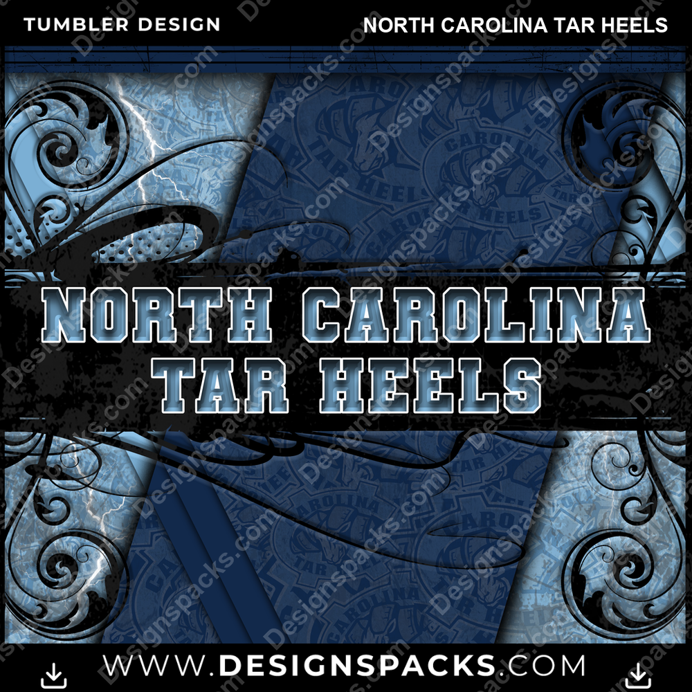 College Sport Elegant North Carolina Tar Heels NCAA College Sport Tumbler Digital Wrap Design Download