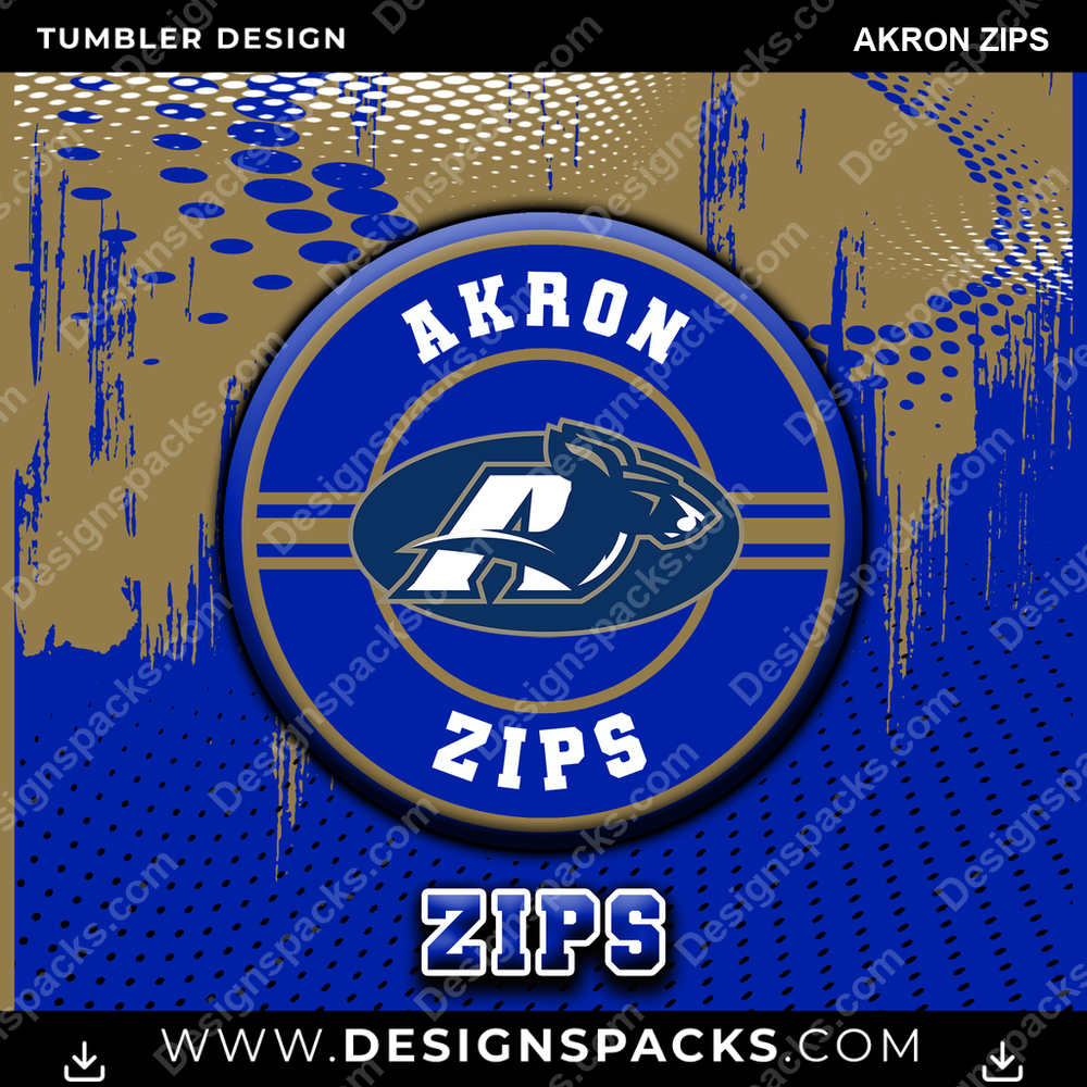 College Sport Dot Logo Akron Zips Tumbler Digital Wrap Design