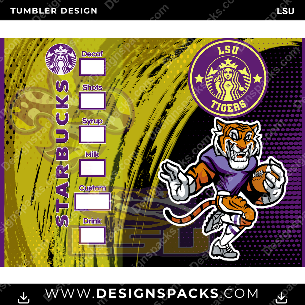 College Sport Starbucks LSU Tumbler Digital Wrap Design