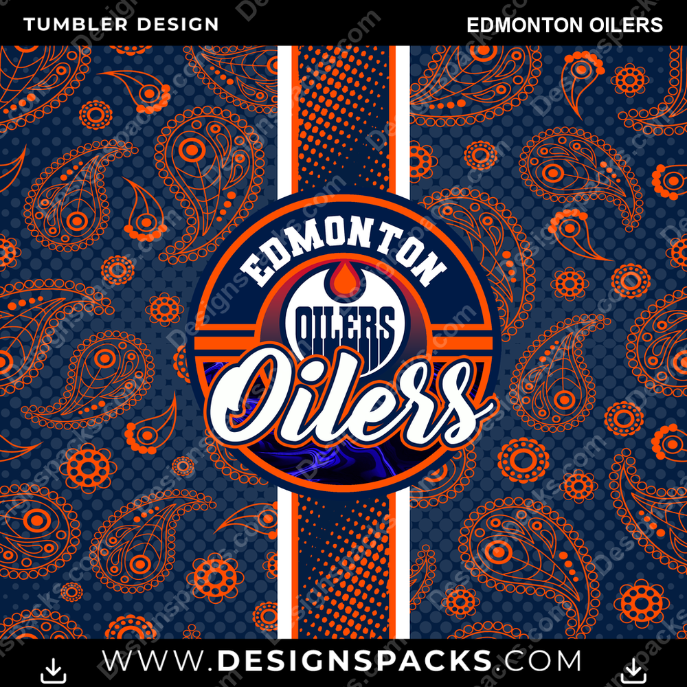 Hockey Handkerchief Edmonton Oilers NHL Hockey Tumbler Digital Wrap Design Download