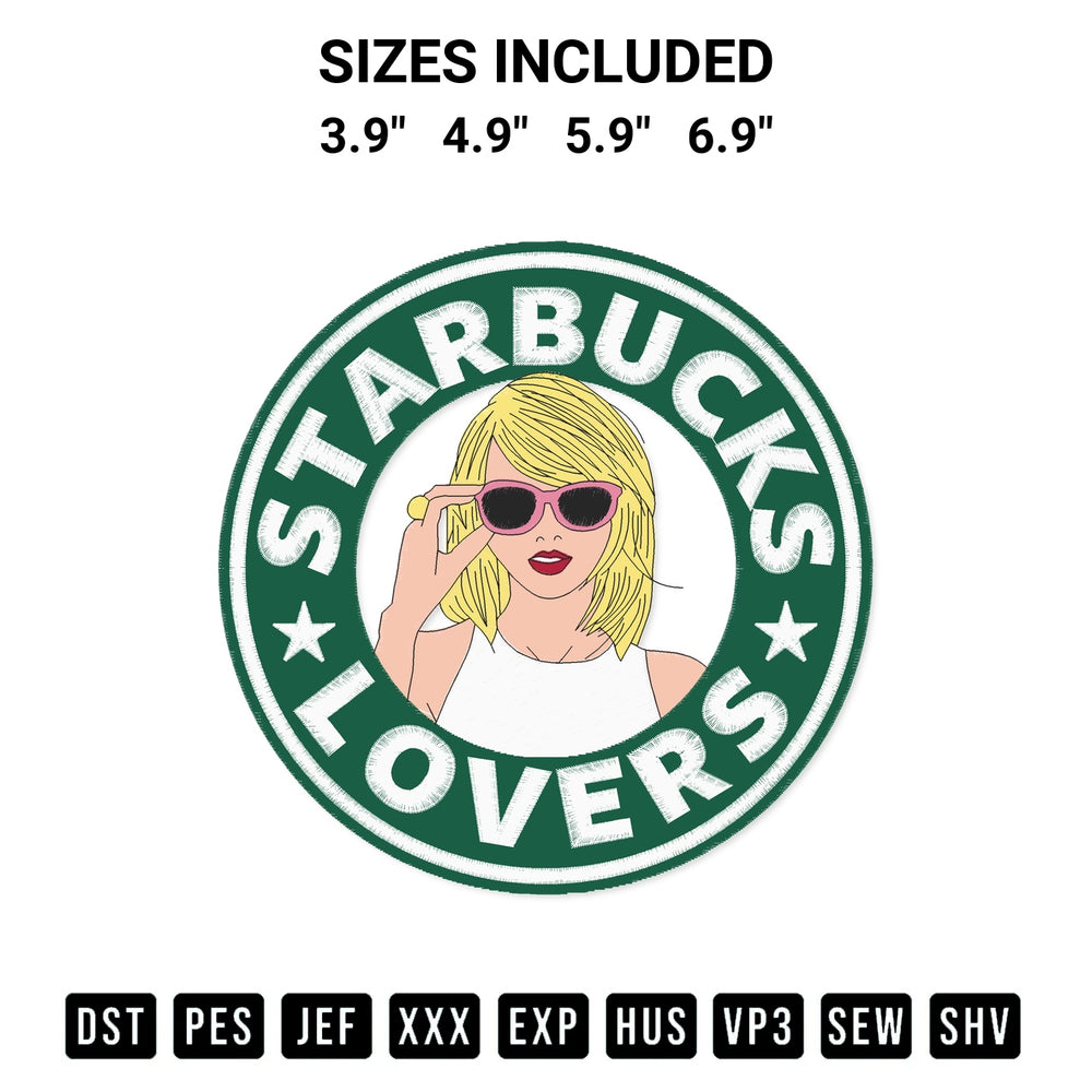 Download the Swiftie Starbucks Lovers Taylor Swift Embroidery Design machine embroidery design exclusively at Designspacks.com. Premium digitized pattern for apparel and DIY crafts. Available sizes: 3.9", 4.9", 5.9", 6.9".
