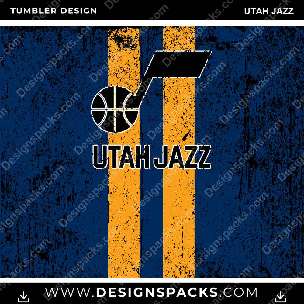 Basketball Grunge Style Utah Jazz NBA Basketball Tumbler Digital Wrap Design Download