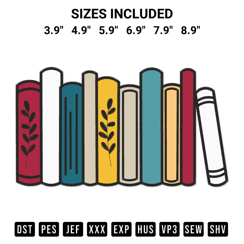 Create amazing crafts with the Books Embroidery Print Embroidery Design embroidery file. High-quality digital download from Designspacks.com, perfect for beginners and pros. Available sizes: 3.9", 4.9", 5.9", 6.9", 7.9", 8.9".