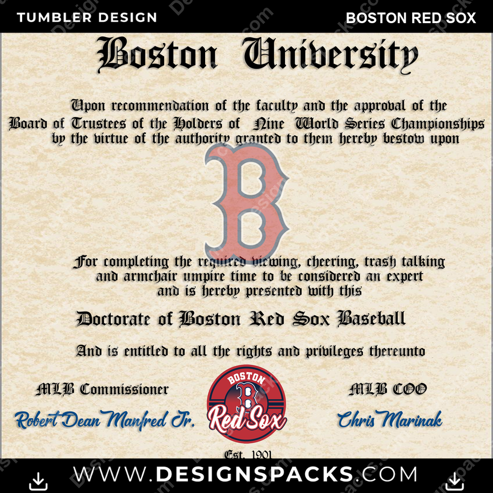 Diseño de Envoltorio Digital Vaso Boston Red Sox Diploma Béisbol