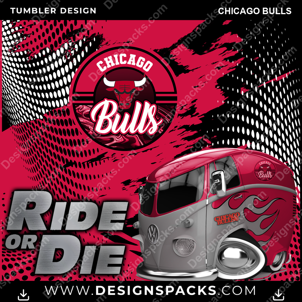 Basketball Ride or Die Chicago Bulls NBA Basketball Tumbler Digital Wrap Design Download