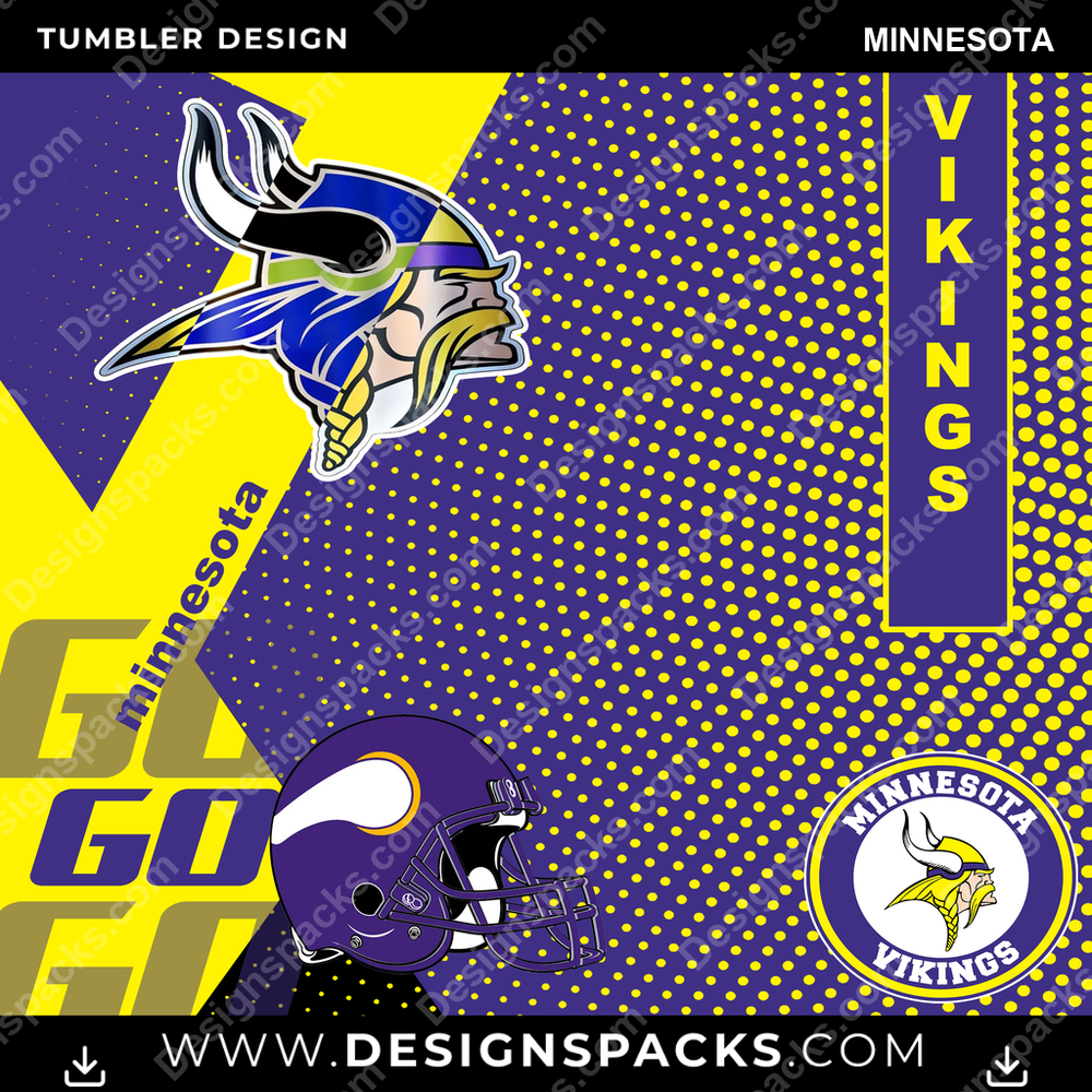 Football GO Minnesota Tumbler Digital Wrap Design