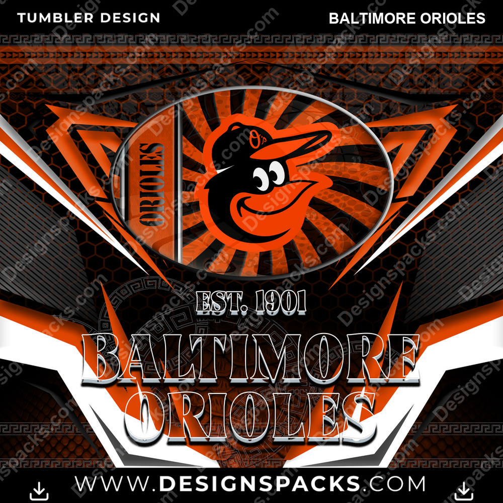 Baseball Tribal Baltimore Orioles Tumbler Digital Wrap Design