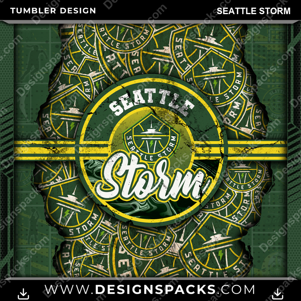 Basketball Ripped Seattle Storm Tumbler Digital Wrap Design