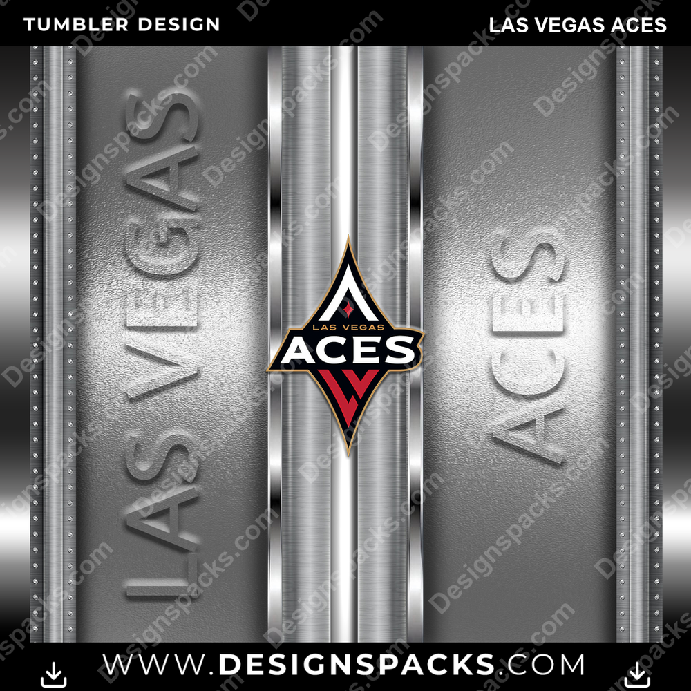 Basketball Metallic Las Vegas Aces Tumbler Digital Wrap Design
