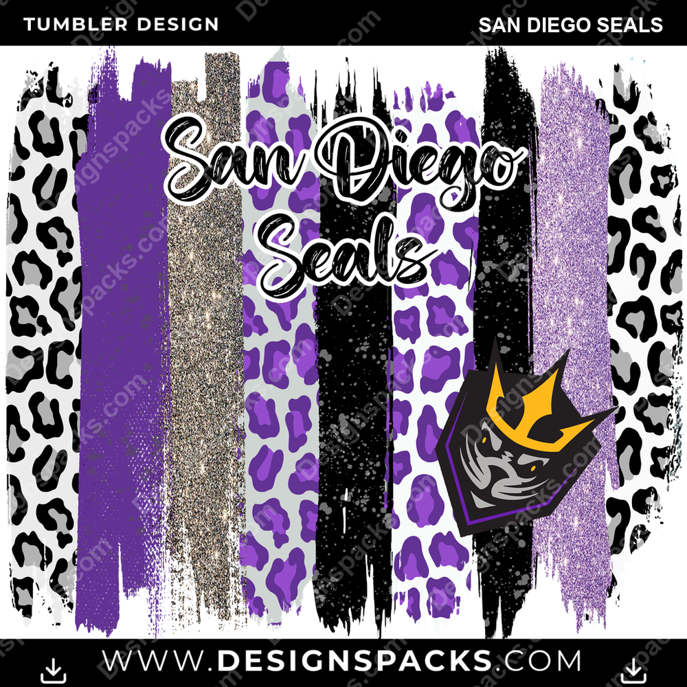 Lacrosse Brush Strokes San Diego Seals Tumbler Digital Wrap Design
