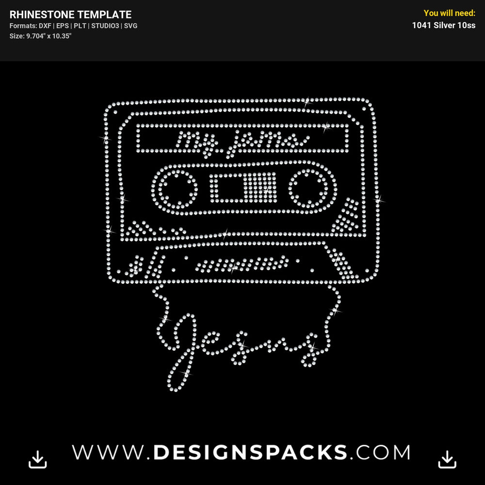 Jesus My Jam Faith Music Rhinestone Digital Template