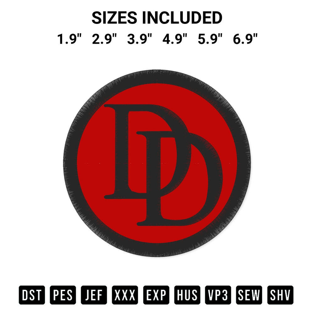 Shop the Daredevil Logo Embroidery Design machine embroidery pattern at Designspacks.com. Beautifully digitized for flawless stitching on any fabric. Available sizes: 1.9", 2.9", 3.9", 4.9", 5.9", 6.9".