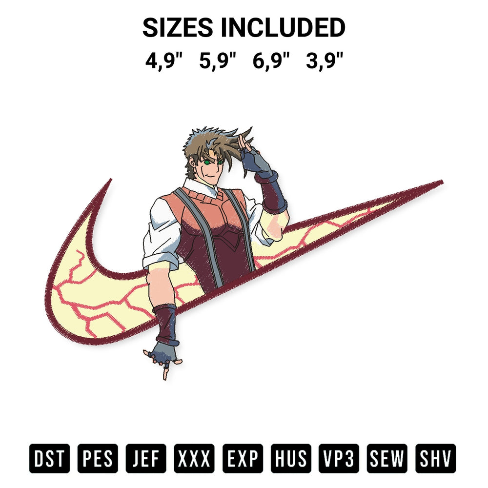 Stitch like a pro with the Joseph Joestar Jojos Bizarre Adventure Logo Embroidery Design embroidery pattern from Designspacks.com. High-quality digital machine embroidery file. Available sizes: 4,9", 5,9", 6,9", 3,9".