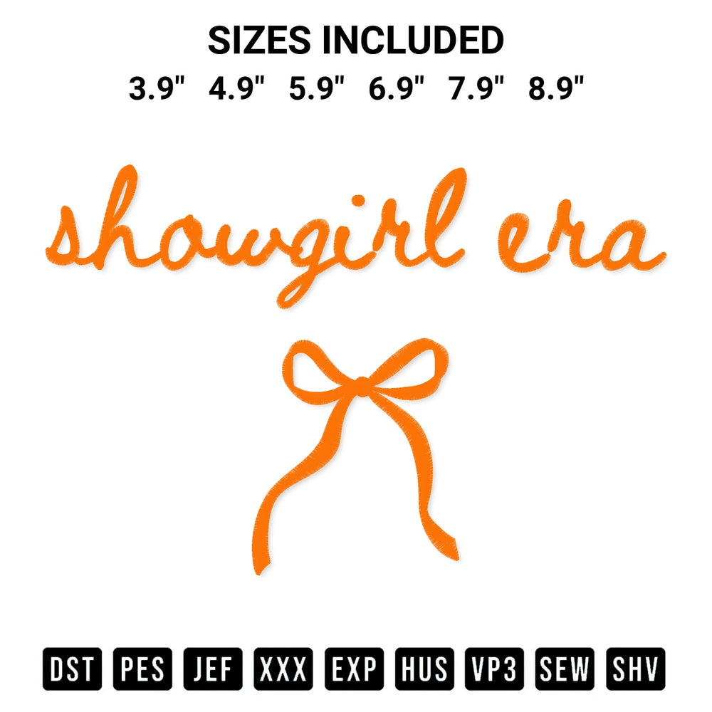 Add a unique touch to your apparel with the Showgirl Era Embroidery Design embroidery file. Premium instant download available now on Designspacks.com. Available sizes: 3.9", 4.9", 5.9", 6.9", 7.9", 8.9".