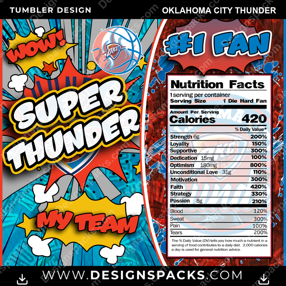 Basketball Super Team Oklahoma City Thunder Tumbler Digital Wrap Design