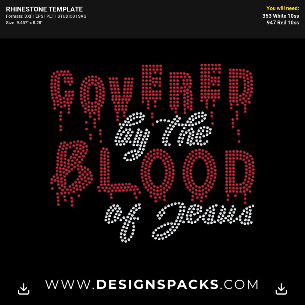 Covered By The Blood Of Jesus Rhinestone Digital Template