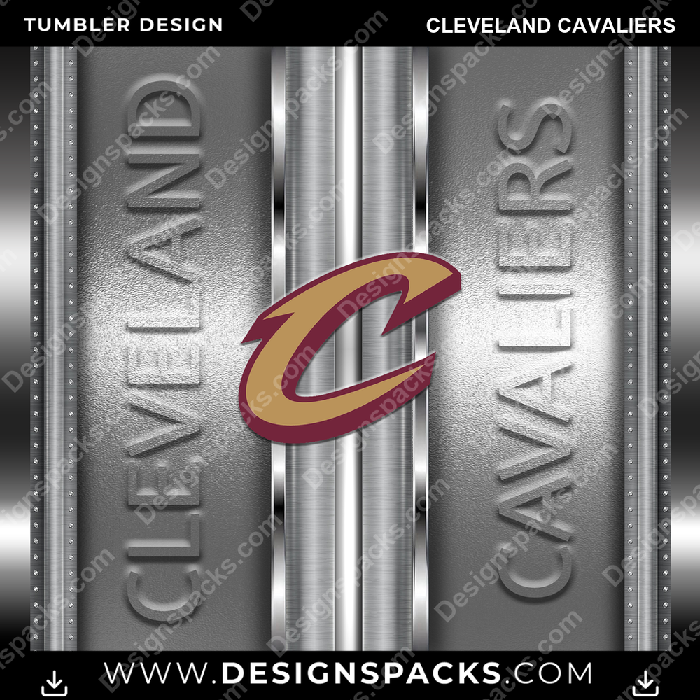 Basketball Metallic Cleveland Cavaliers NBA Basketball Tumbler Digital Wrap Design Download