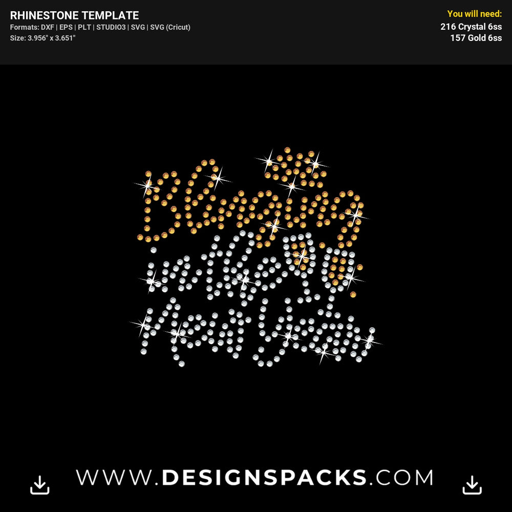Blinging New Year Rhinestone Digital Template