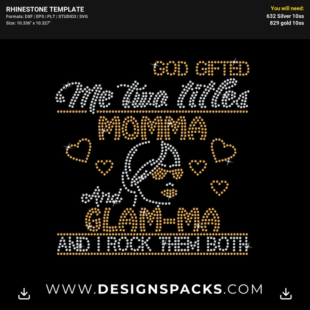 Momma Glam Ma Rhinestone Digital Template