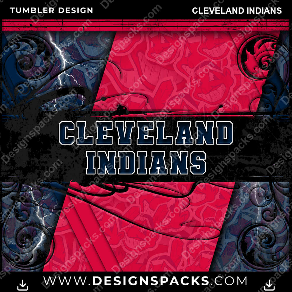 Baseball Elegant Cleveland Indians Tumbler Digital Wrap Design