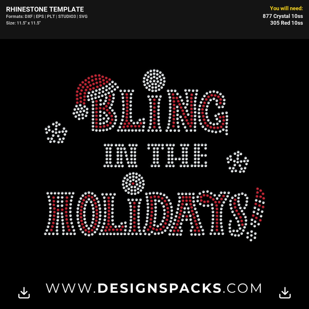 Bling Holidays Rhinestone Digital Template