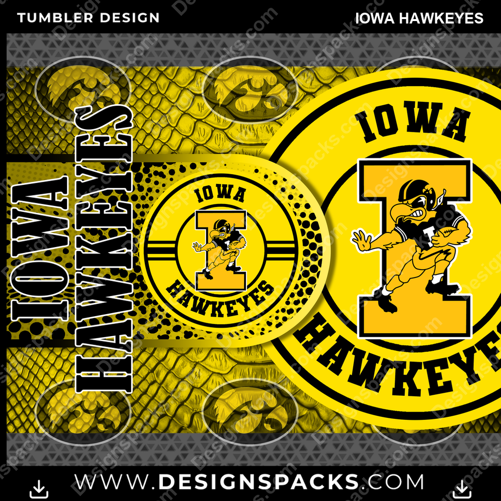 College Sport Hyper Iowa Hawkeyes Tumbler Digital Wrap Design