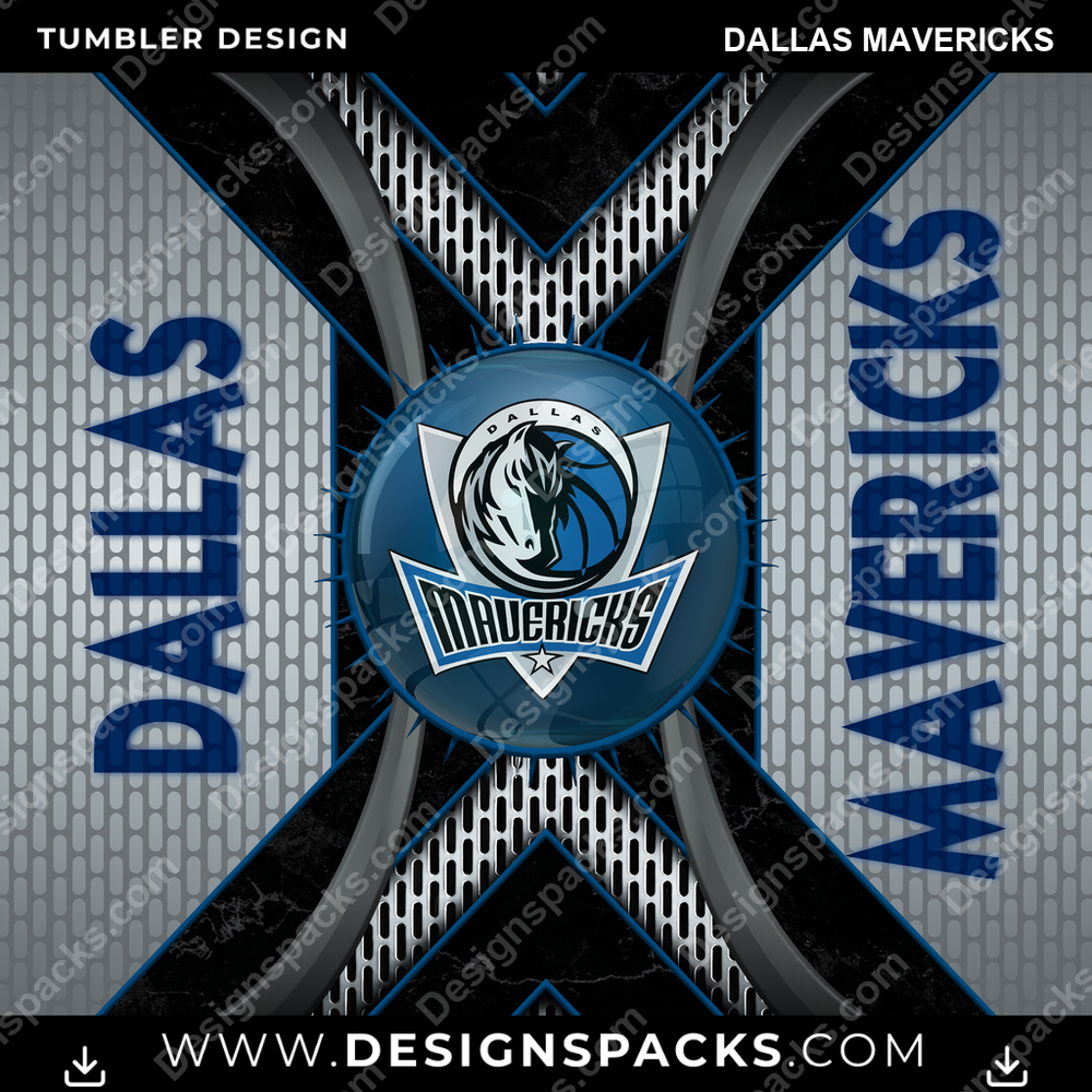Basketball Metal Grating Dallas Mavericks Tumbler Digital Wrap Design