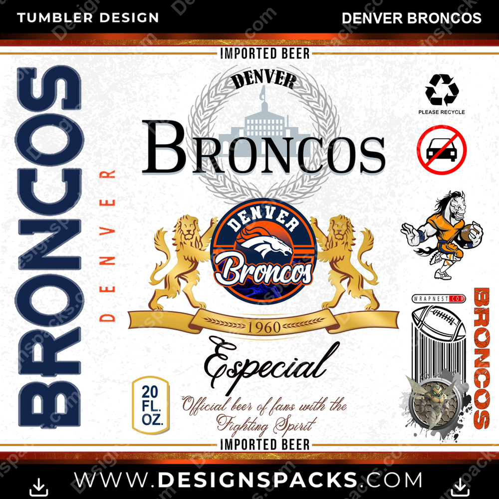 Fußball Modelo Denver Broncos Thermosbecher digitales Wrap-Design