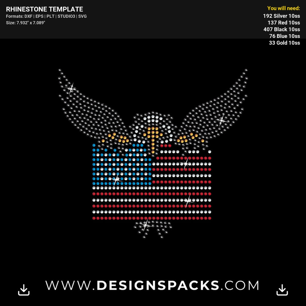 Eagle Usa Flag Rhinestone Digital Template