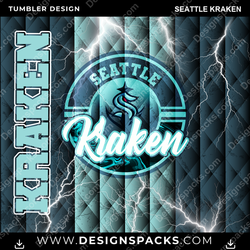 Ice Hockey Diamond Seattle Kraken Tumbler Digital Wrap Design