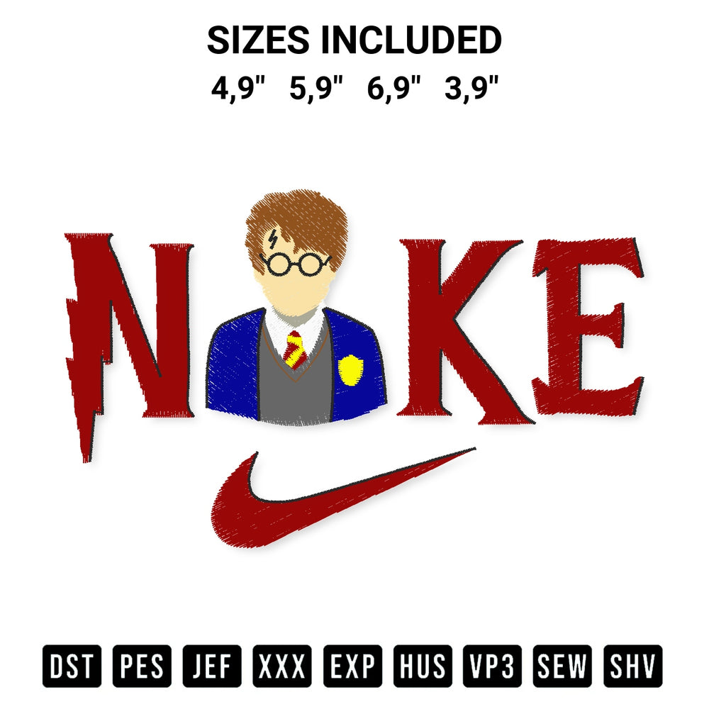 Stitch like a pro with the Nike Harry Potter Logo Embroidery Design embroidery pattern from Designspacks.com. High-quality digital machine embroidery file. Available sizes: 4,9", 5,9", 6,9", 3,9".