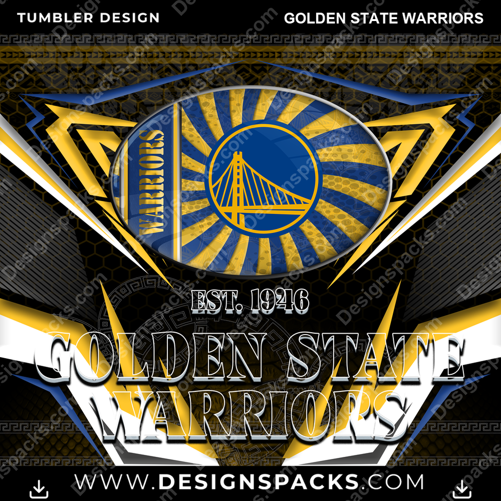 Basketball Tribal Golden State Warriors Tumbler Digital Wrap Design