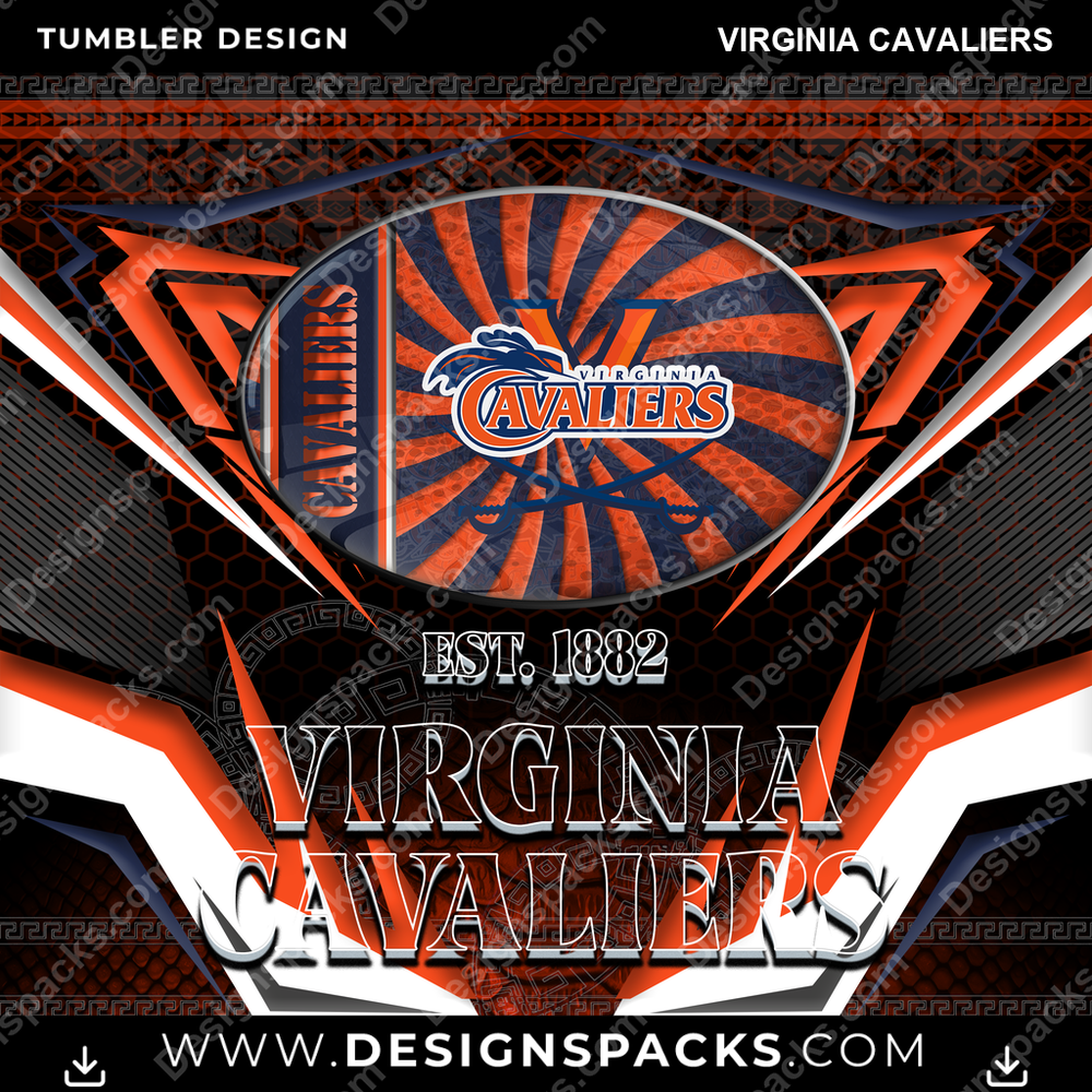 College Sport Tribal Virginia Cavaliers Tumbler Digital Wrap Design