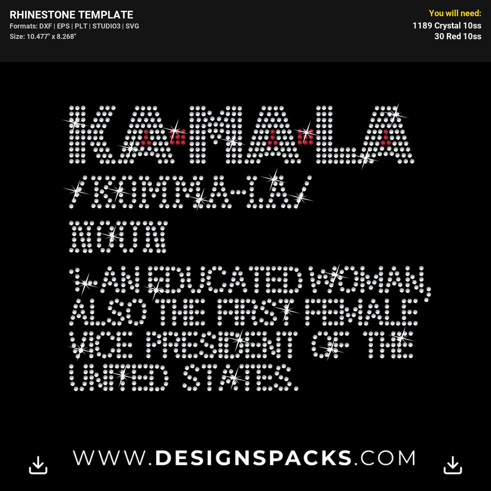 Kamala Definition Updated Rhinestone Digital Template