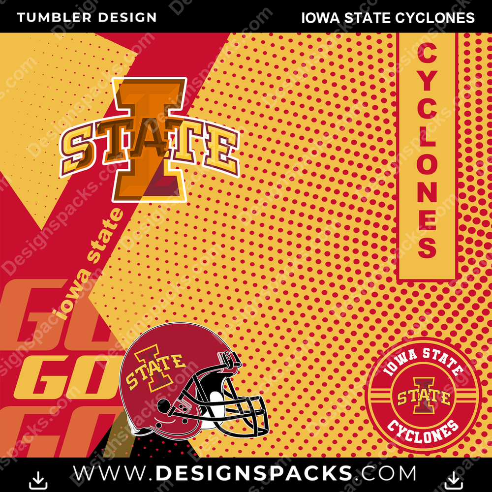 College Sport GO Iowa State Cyclones NCAA College Sport Tumbler Digital Wrap Design Download