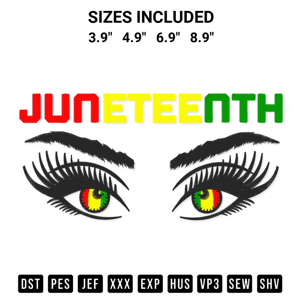 Add a unique touch to your apparel with the Juneteenth Women African American Embroidery Design embroidery file. Premium instant download available now on Designspacks.com. Available sizes: 3.9", 4.9", 6.9", 8.9".