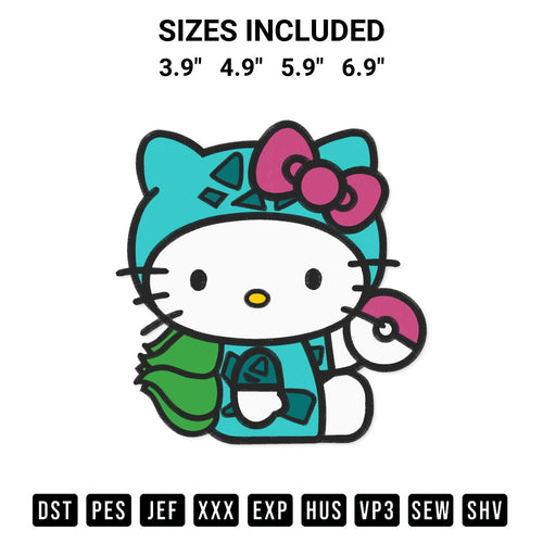 Elevate your next project with our Bulbasaur Hello Kitty Embroidery Design embroidery file. Shop high-quality digital patterns instantly at Designspacks.com. Available sizes: 3.9