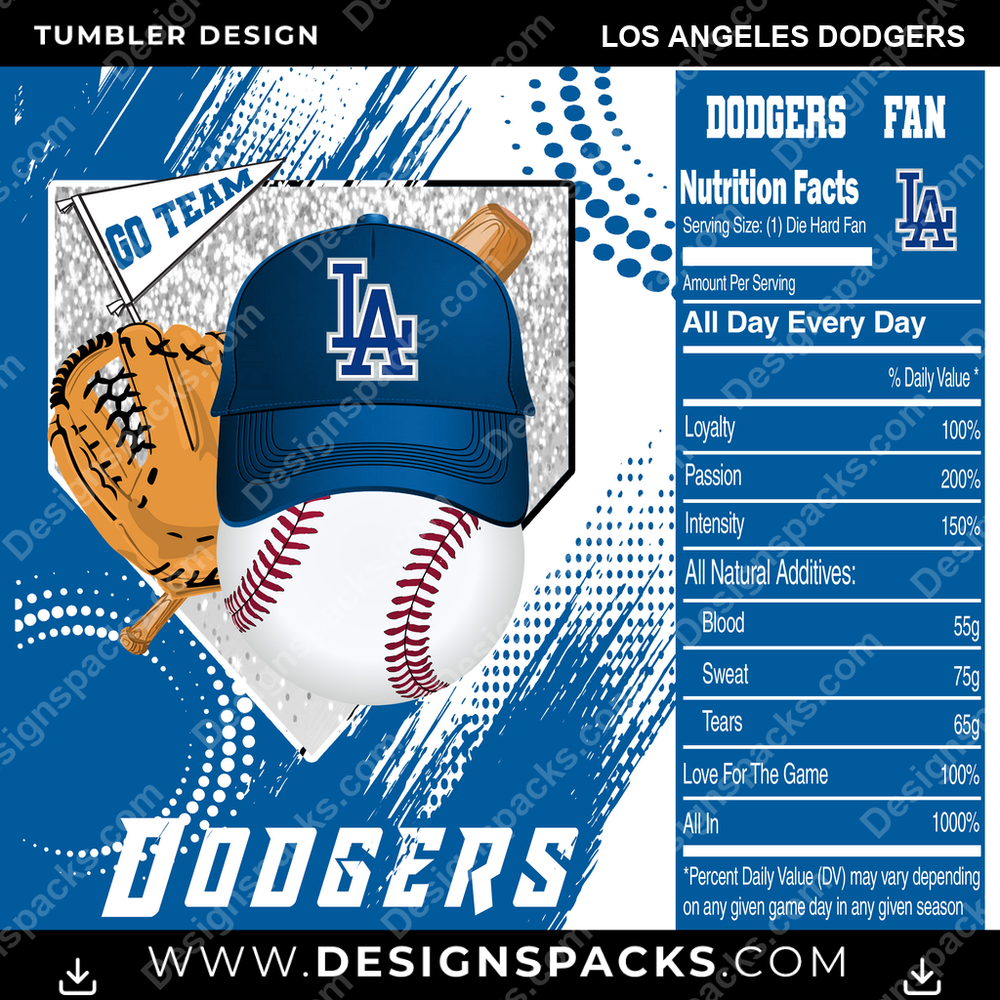 Baseball Team Fan Los Angeles Dodgers Tumbler Digital Wrap Design